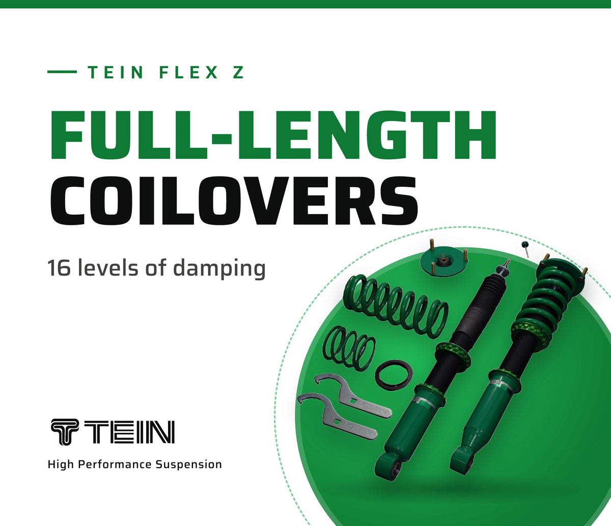 Tein · Flex Z — Set the height. Tune the damping.